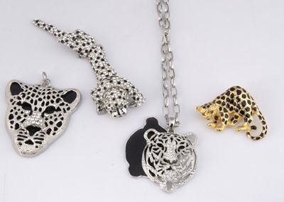 Lot 33 - Four items of big cat costume jewellery