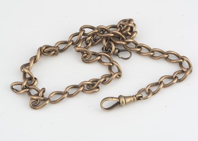 Lot 84 - An Edwardian yellow metal (marked 15) curb link watch chain
