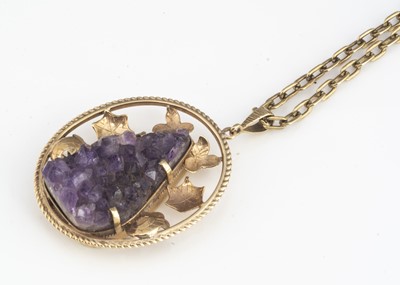 Lot 96 - A late 20th Century amethyst drop pendant