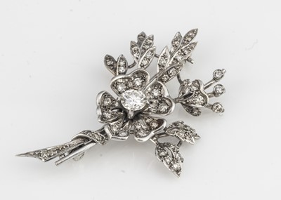 Lot 133 - A 9ct gold diamond floral spray brooch