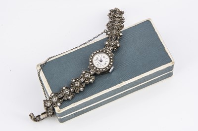 Lot 187 - An Art Deco style marcasite cocktail watch