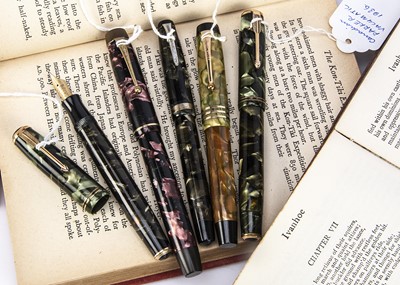 Lot 447 - Five vintage Parker fountain pens