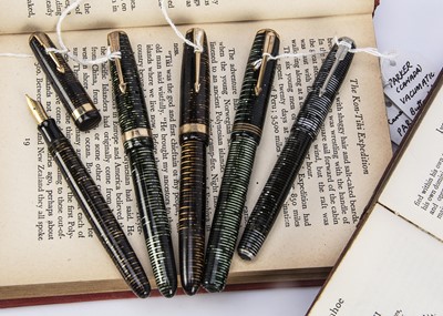 Lot 448 - Five vintage Parker fountain pens