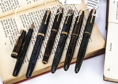 Lot 450 - Six vintage Parker fountain pens