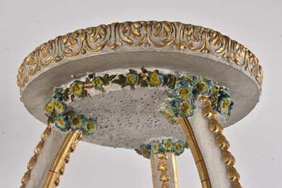 Lot 30 - A near pair of late 19th century wood and gesso open-work torchiers