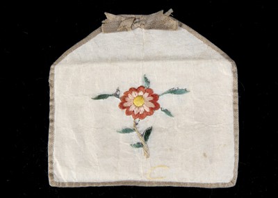 Lot 3 - A 18th century embroidered silk envelope