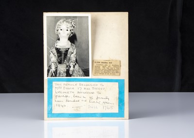 Lot 10 - Peggy, a very rare and fine 18th century English wooden doll with family provenance