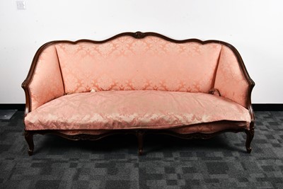 Lot 33 - A first half of the 20th century French walnut upholstered settee