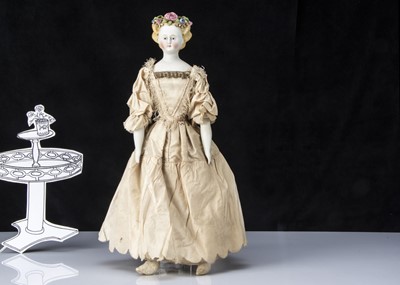 Lot 18 - A fine German bisque shoulder-head lady doll with flowers in hair