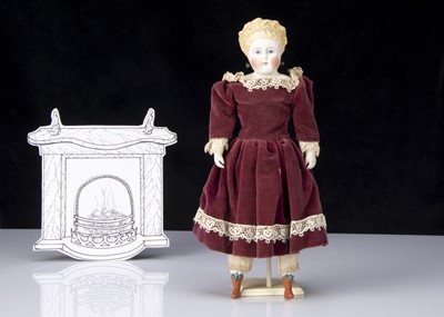 Lot 19 - A small unusual Alt Beck & Gottschalck bisque shoulder head girl doll
