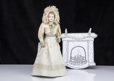 Lot 38 - An unmarked early fashionable doll with solid domed head
