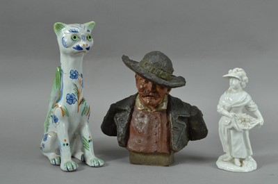 Lot 332 - A Galle style majolica ceramic cat