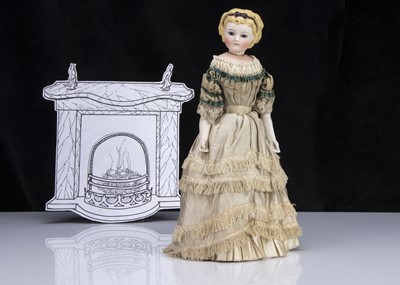 Lot 45 - A rare Simon & Halbig bisque swivel headed glass eyed moulded hair lady doll