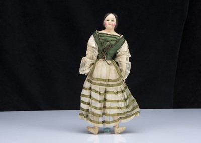 Lot 55 - A 19th century German papier-mache doll with dipped wax finish