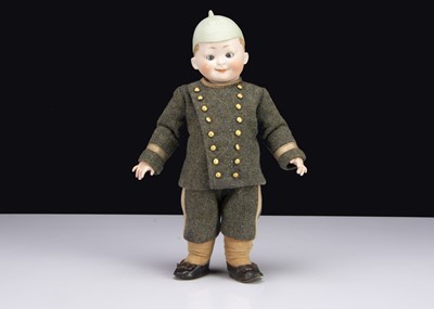 Lot 62 - A rare Max Handwerck bisque headed googly German soldier circa 1915
