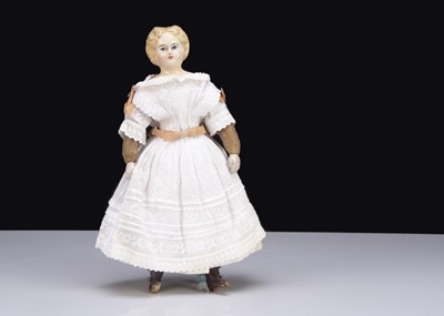 Lot 68 - A small Grenier papier-mache shoulder head doll size No.0