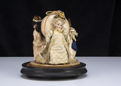 Lot 71 - An unusual early 20th century pin cushion commemorating three Queens of Great Britain