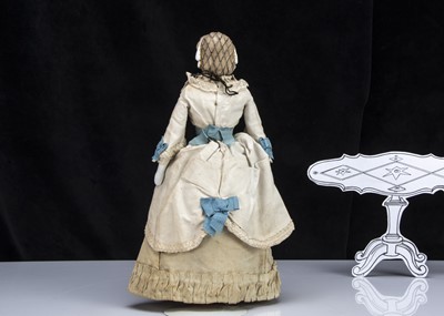 Lot 91 - A rare and fine German bisque shoulder-head doll with net snood