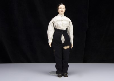Lot 94 - A rare mid 19th century KPM pink tinted china shoulder-head boy doll