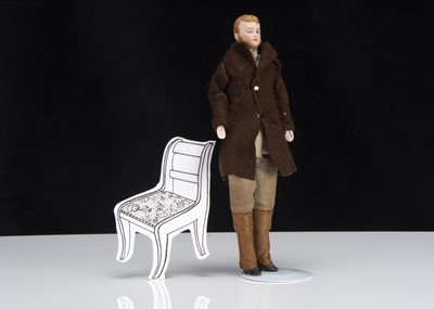 Lot 122 - A late 19th century larger  gentleman bisque shoulder-head dolls’ house doll