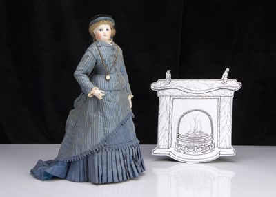 Lot 150 - A 19th century French pressed bisque swivel head fashionable doll marked BS