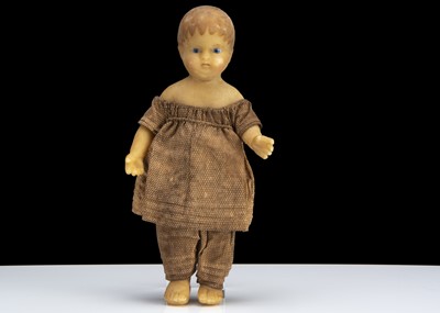 Lot 155 - A rare small beeswax anatomically correct toddler boy doll circa 1815