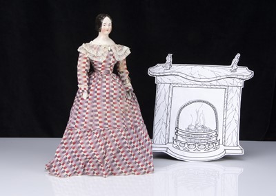 Lot 246 - An early German pink tinted china shoulder-head doll