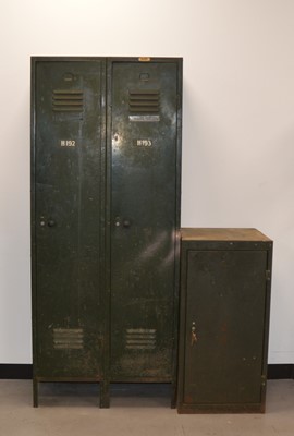 Lot 46 - A pair of 20th century green painted pressed steel lockers