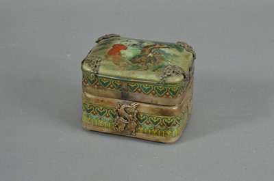Lot 75 - A Chinese ceramic and metal bound box