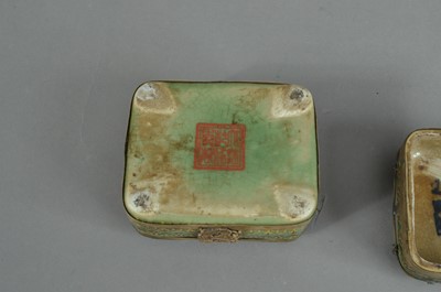 Lot 75 - A Chinese ceramic and metal bound box