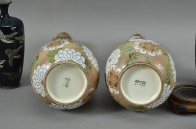 Lot 88 - A pair of Japanese narrow necked ceramic vases