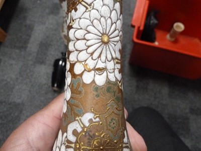 Lot 88 - A pair of Japanese narrow necked ceramic vases