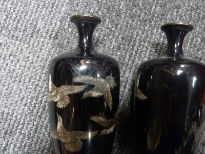 Lot 88 - A pair of Japanese narrow necked ceramic vases