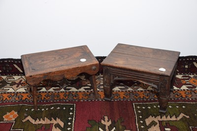 Lot 20 - Two hardwood folk art small footstools