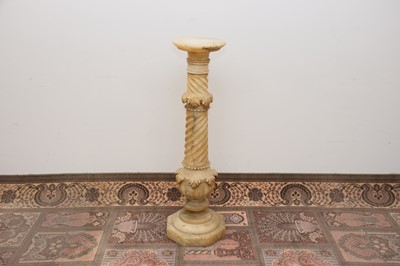Lot 83 - A Victorian alabaster column plant pot stand