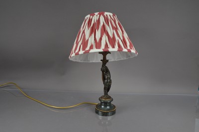 Lot 222 - A small bronze figural lamp base