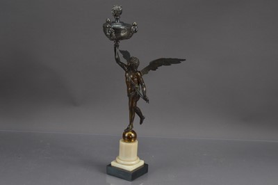 Lot 291 - An unusual antique bronzed sculpture of a neoclassical winged angel