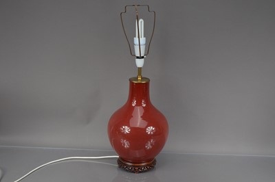 Lot 379 - A modern Chinese sang du beouf porcelain lamp base