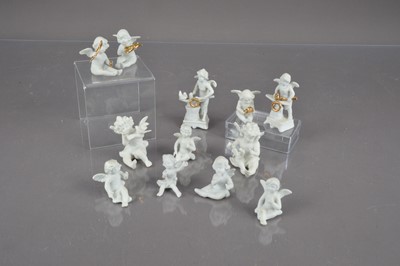 Lot 388 - A collection of German miniature bisque porcelain cherubs