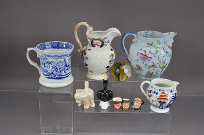 Lot 392 - Three 19th Century jugs and other ceramic items