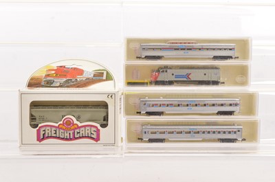 Lot 57 - Model Power N Gauge Amtrak Diesel Locomotive and Coaches