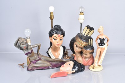 Lot 44 - Three Figural plaster table lamps