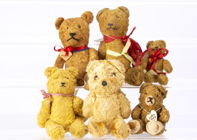 Lot 59 - Six small German post-war pin-jointed teddy bears