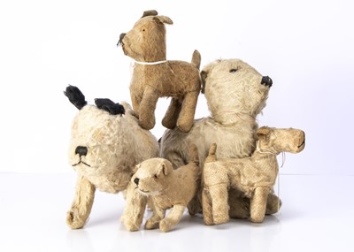 Lot 66 - Five soft toys dogs for restoration
