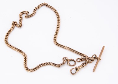 Lot 7 - A 9ct gold curb linked albert chain