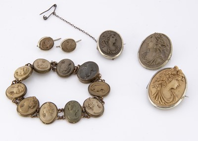Lot 9 - A collection of 19th century larva jewels