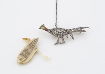 Lot 19 - A silver enamel and paste set white metal pheasant brooch