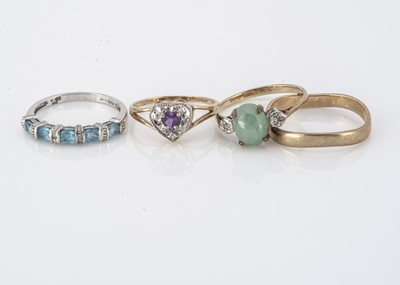 Lot 75 - Three 9ct gold diamond and gem set rings