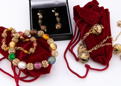 Lot 113 - A collection of contemporary 9ct gold and Murano glass jewels