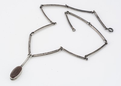 Lot 163 - A Danish silver and amber pendant and chain